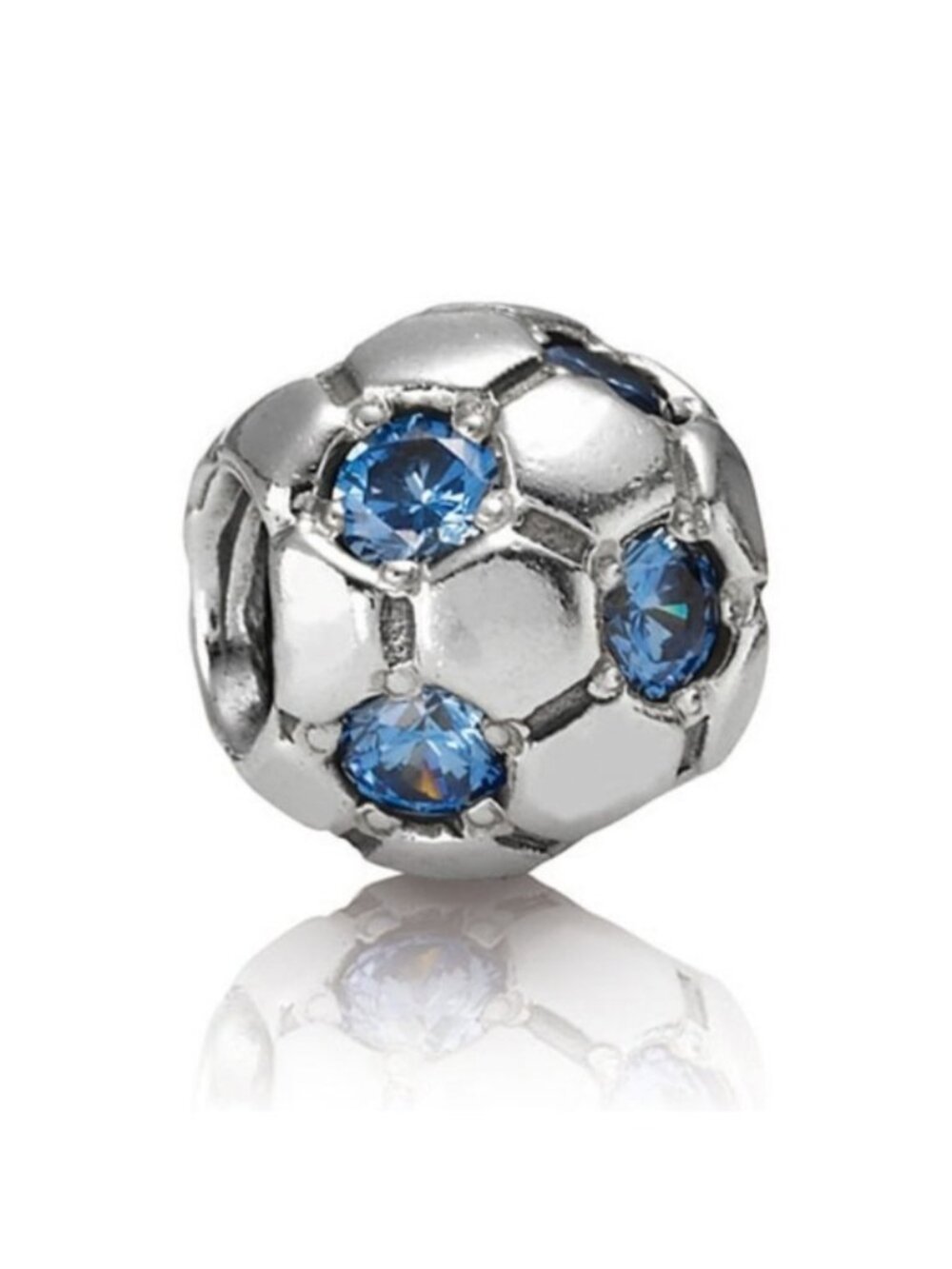 Pandora Retired Sterling Silver Blue Zirconia Soccer Ball Bead - 790444CZB